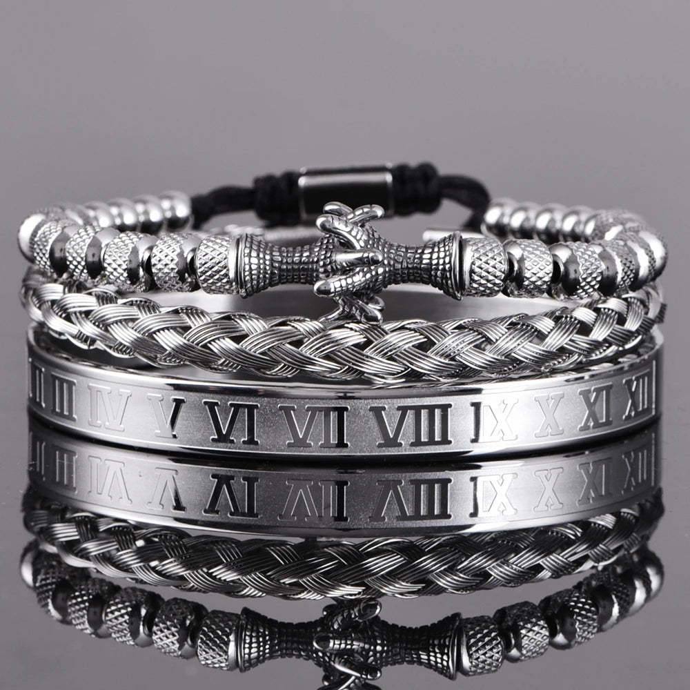 Luxury Set Men Bracelet Stainless Steel Handmade Rope Bangles Men Eagle Bracelets With Tigereye Natural Stone Gift Accessories