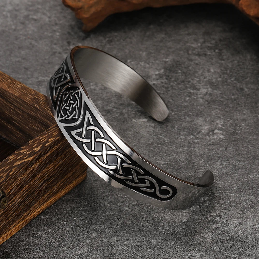 Fashion retro stainless steel Viking rune bracelet light luxury simple versatile opening adjustable couple bracelet