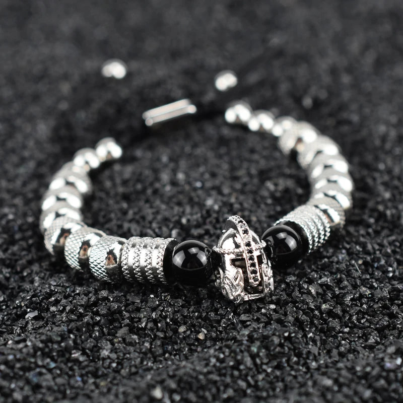 Luxury Set Helmet Bracelets Enemal Bangle Men Viking Logo Stainless Steel Cuff Bracelet For Gentleman style Pulseras Jewelry