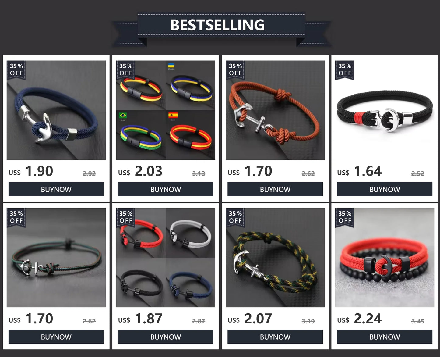 New Men Anchor Bracelet 2025 Handcrafted Nautical Wrap Rope Braslet Beach Surfing Casual Jewelry Lucky Red Thread Braclet Joias