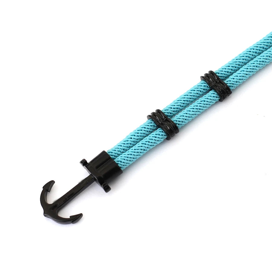 New Fashion Black Marine Anchor Bracelet For Men 4mm Bilayer Milan Rope Nautical Wrap Braclet Gifts For Him Surfing Accessories