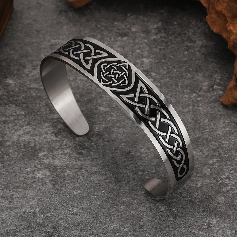 Fashion retro stainless steel Viking rune bracelet light luxury simple versatile opening adjustable couple bracelet