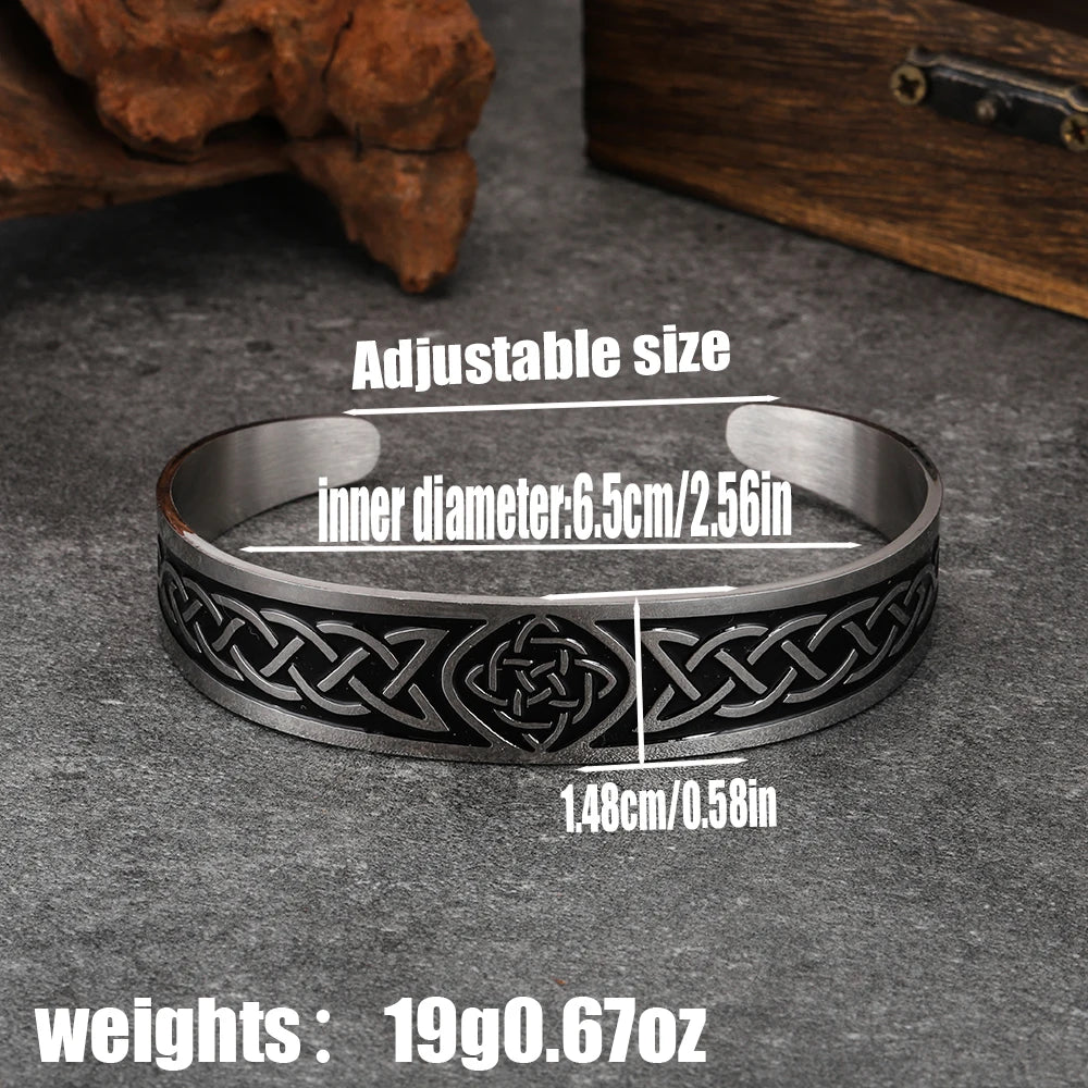 Fashion retro stainless steel Viking rune bracelet light luxury simple versatile opening adjustable couple bracelet
