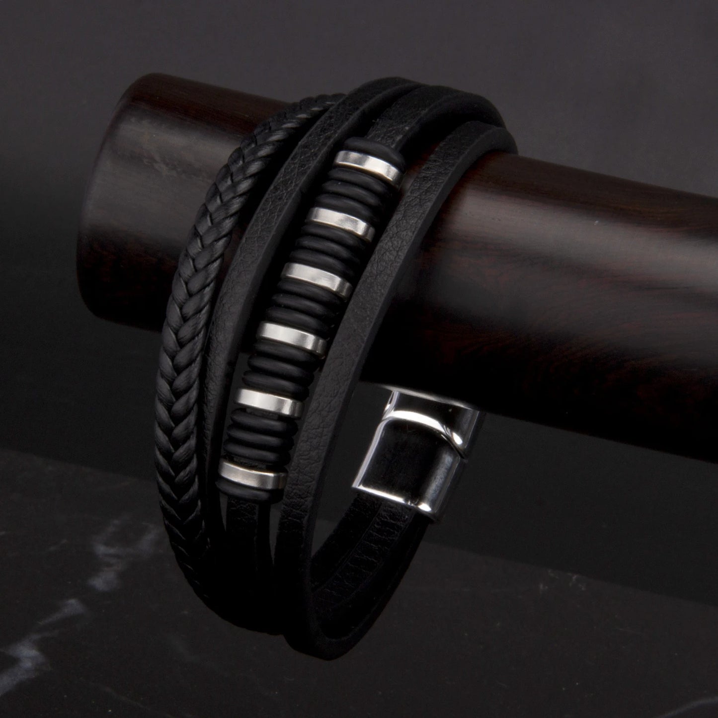 3 Color Woven Leather Man Bracelets Hand-woven Multi-layer Bracelet For Man Black Brown Rope Male Tree Bangle Punk Zinc Alloy