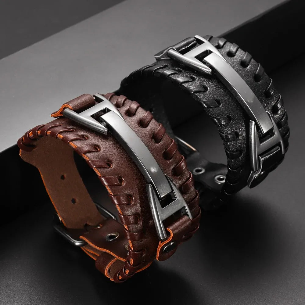 Fashion Punk Leather Bracelet for Men and Women, Small Personality, Retro Couple Accessories, Bracelet, Casual Wrist Strap