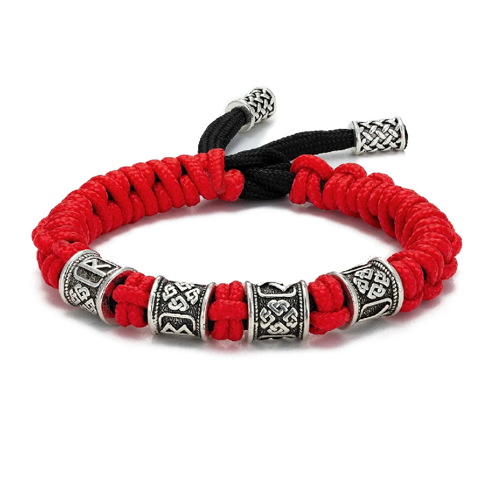 Norse Runes Beads Bracelet Men Vikings Accessories Braided Survival Paracord Rope Wristband Handmade Outdoor Amulet Bangle homme