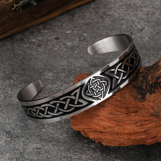 Fashion retro stainless steel Viking rune bracelet light luxury simple versatile opening adjustable couple bracelet
