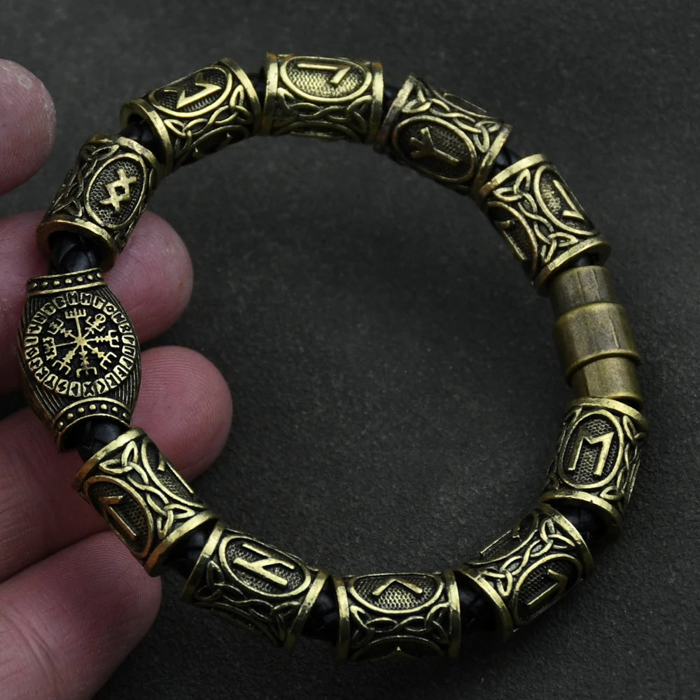 Norse Runes Bracelet Vikingo 3pcs /11pcs/13Pcs/15pcs Runes Beads Vegvisir Compass Amulet Viking Bracelet Slavic Accessorier