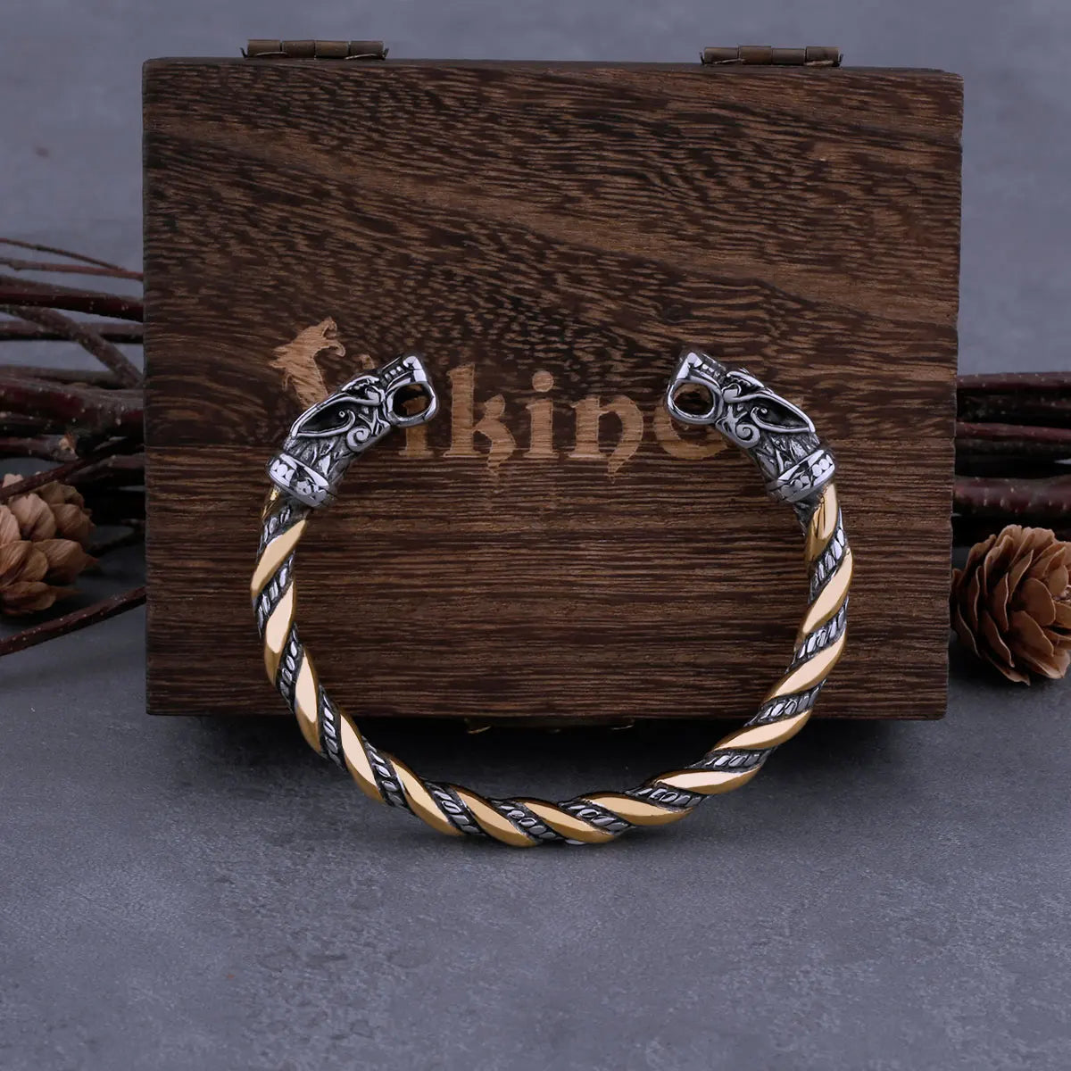 Men's Viking Rune Chain Cuff Bracelet Set No. 02