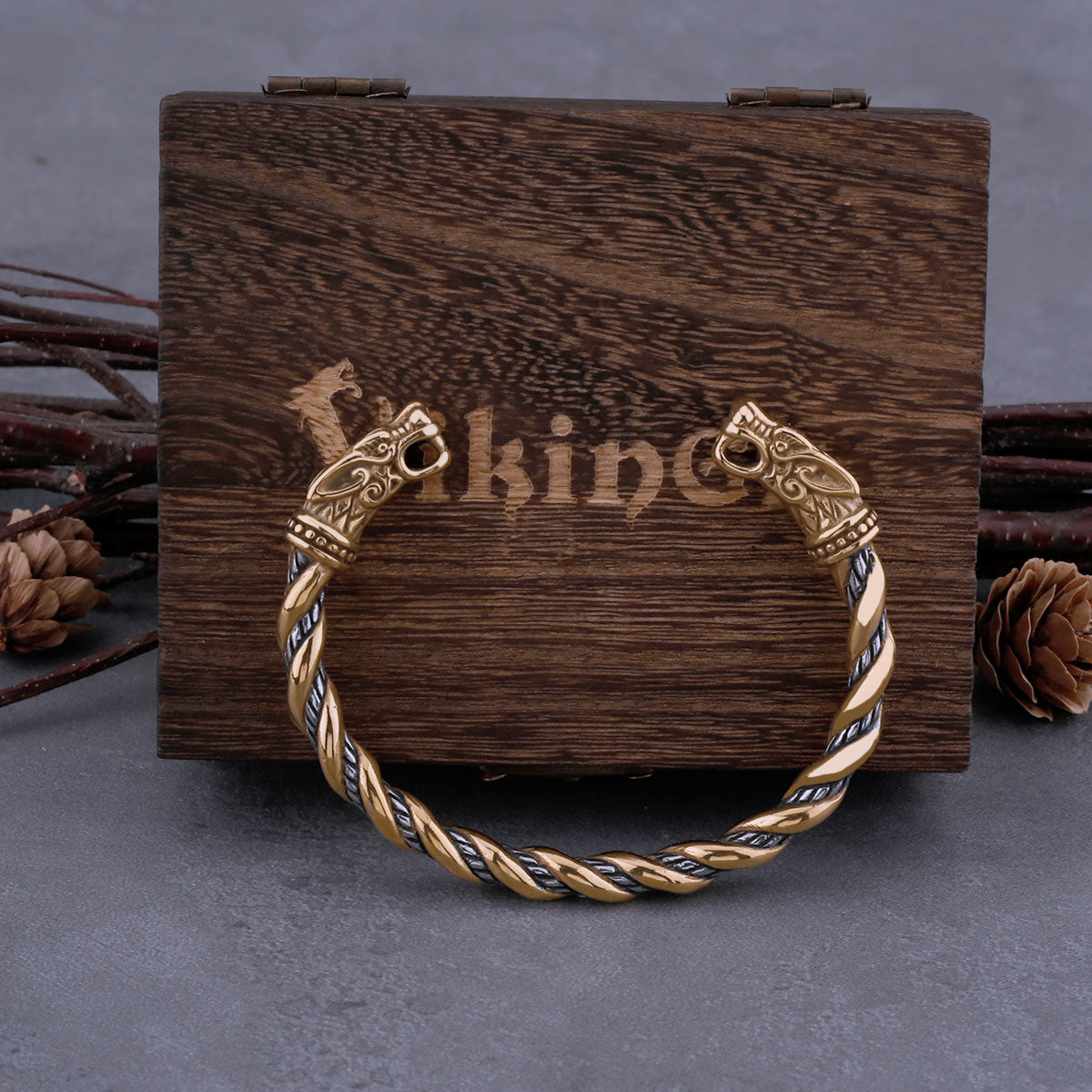 Men's Viking Rune Chain Cuff Bracelet Set No. 02