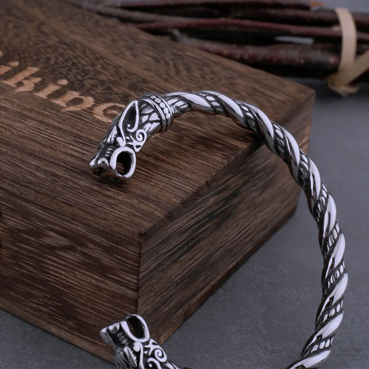 Men's Viking Rune Chain Cuff Bracelet Set No. 02
